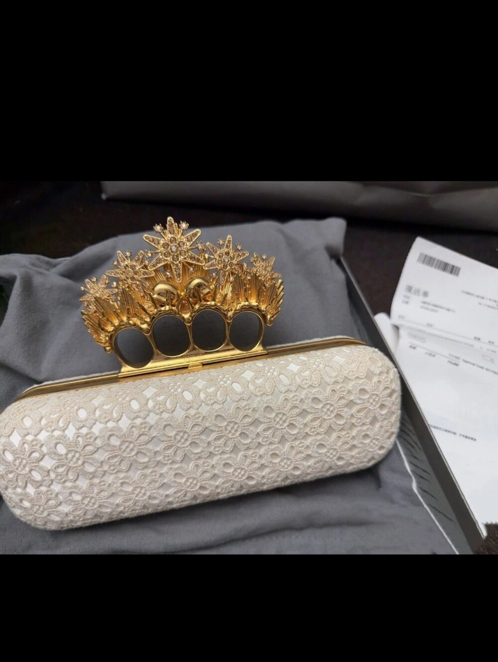 $3100 Retail W/ Original Receipt Vintage 2013 Alexander McQueen Knuckle Clutch